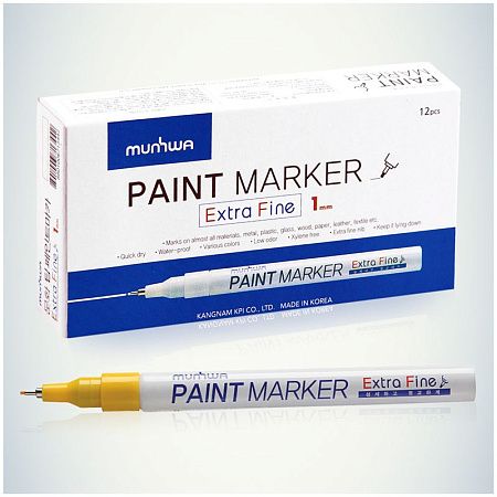 Маркер-краска MunHwa "Extra Fine Paint Marker" желтая, 1мм, нитро-основа 