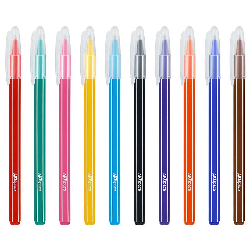 Набор шариковых ручек ArtSpace "Рисунки. Lovely animals", 10шт., 10цв., 1,0мм, европодвес 