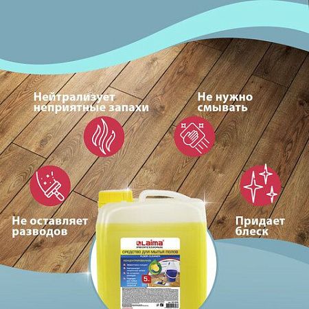 Средство для мытья пола 5 кг ЛАЙМА PROFESSIONAL концентрат, "Лимон", 880281 