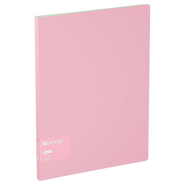 Папка с 20 вкладышами Berlingo "Haze", 14мм, 600мкм, с внутр. карманом, розовая, софт-тач