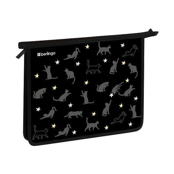 Папка для тетрадей 1 отделение, А5 Berlingo "MEOW Galaxy", 240*205*40мм, пластик, на молнии