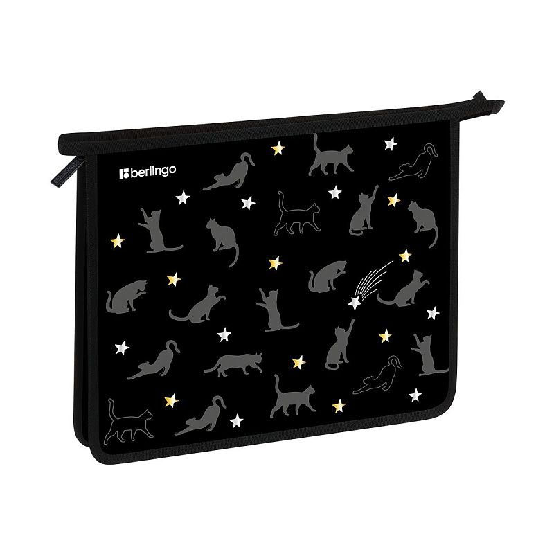 Папка для тетрадей 1 отделение, А5 Berlingo "MEOW Galaxy", 240*205*40мм, пластик, на молнии