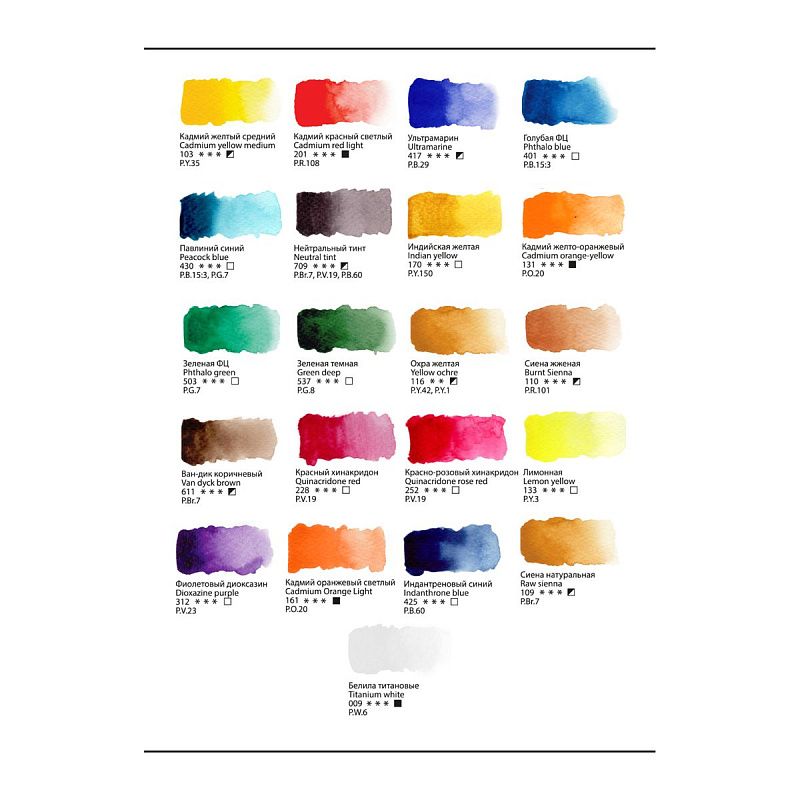 Акварель художественная Гамма "Старый Мастер" палитра Анастасии Лобуз, 21цв*2,6мл, кюветы, метал. коробка