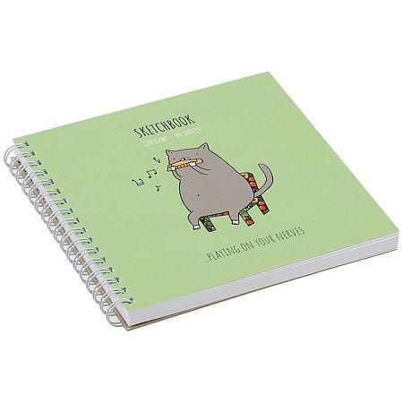 Скетчбук 60л., 150*150 MESHU "Harmonicat", на гребне, выб. лак, soft-touch, 120г/м2