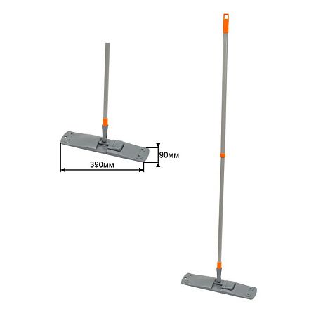 Швабра OfficeClean Professional, телеск. ручка 120см, пласт. флаунд. 40см, МОП микрофибра (карманы)