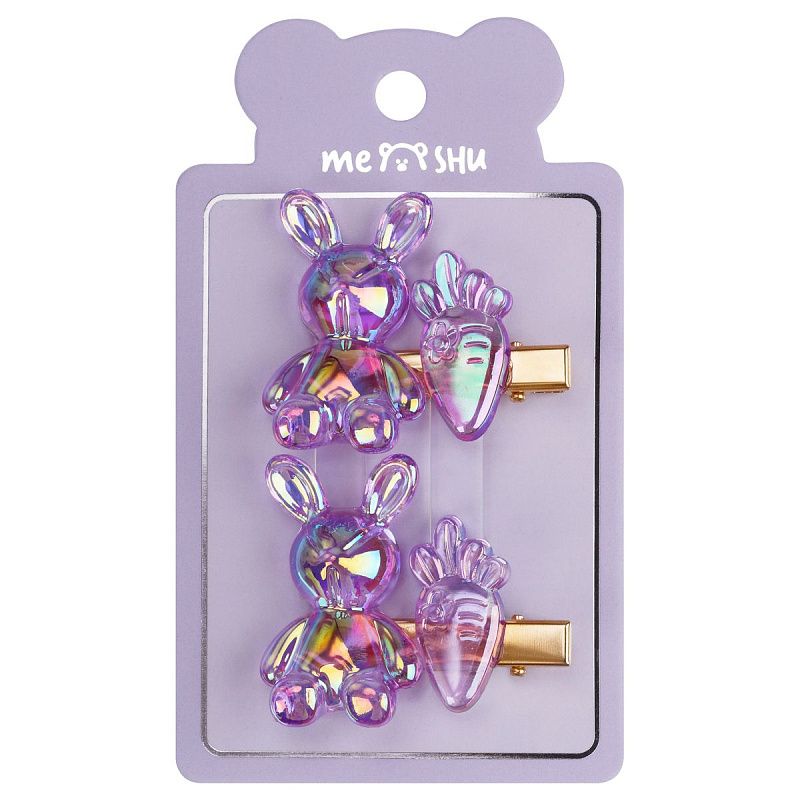 Заколки для волос MESHU, прищепка, перламутр, ассорти, 2шт., 4/5/6см, европодвес