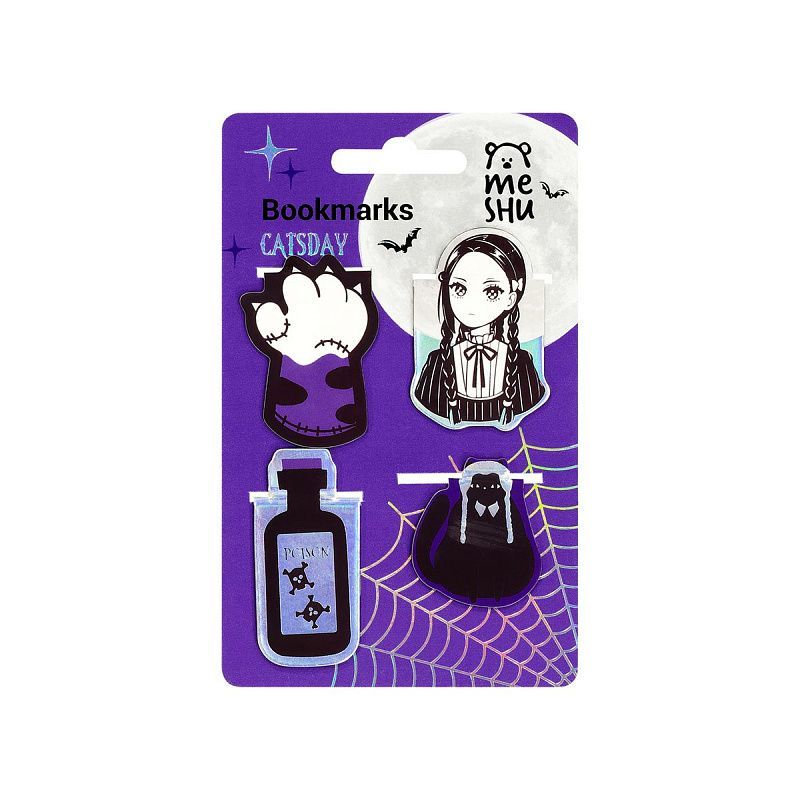 Закладки магнитные для книг, 4шт., MESHU "Catsday", матовая ламинация, фольга 