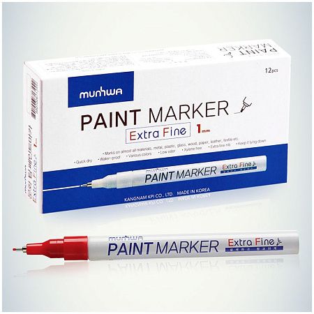 Маркер-краска MunHwa "Extra Fine Paint Marker" красная,1мм, нитро-основа 
