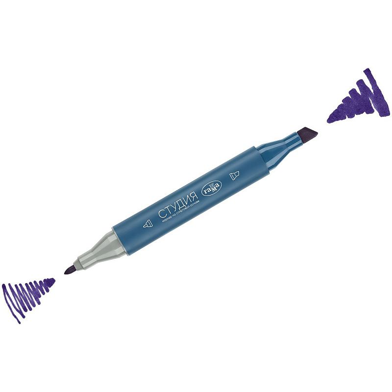 Маркер двусторонний для скетчинга Гамма "Студия", фиолетовый, корпус трехгранный, пулевид./клиновид. наконечники