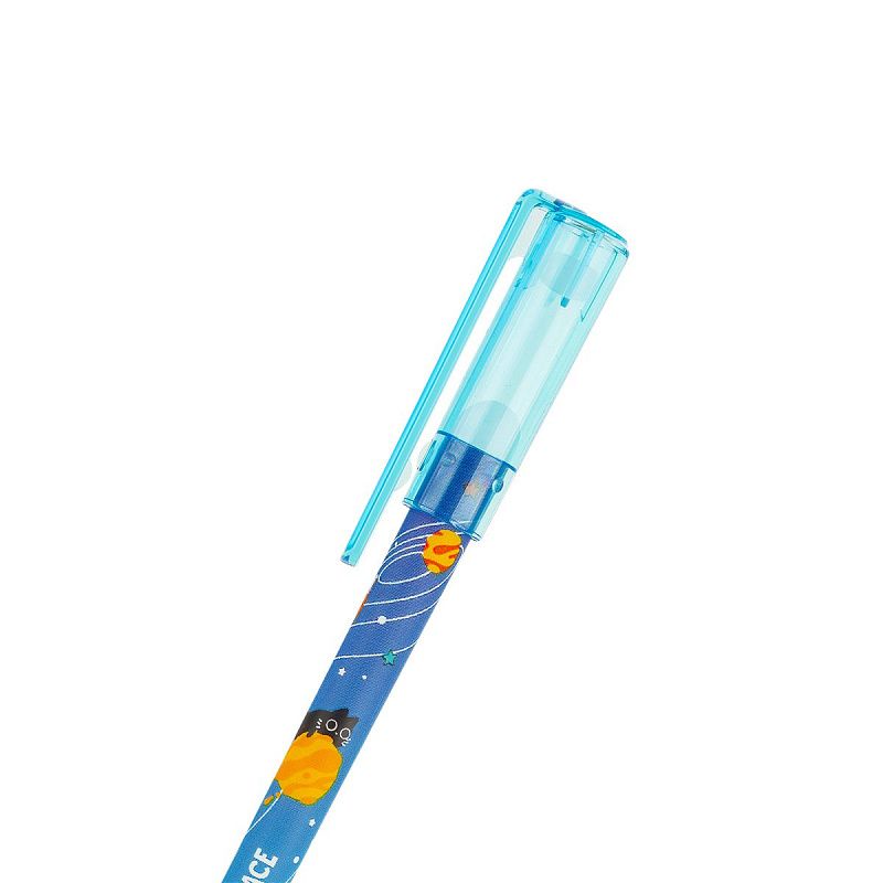 Ручка гелевая стираемая MESHU "Alien cats" синяя, 0,5мм, корпус ассорти 