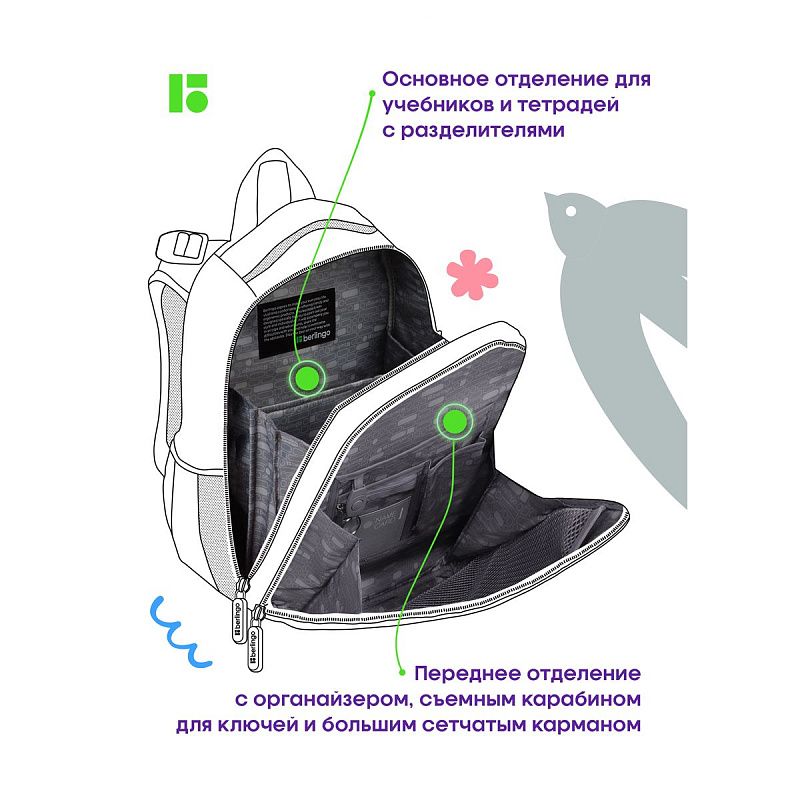 Ранец Berlingo Expert "Bunny dream" 37*28*16см, 2 отделения, 2 кармана, анатомическая спинка 