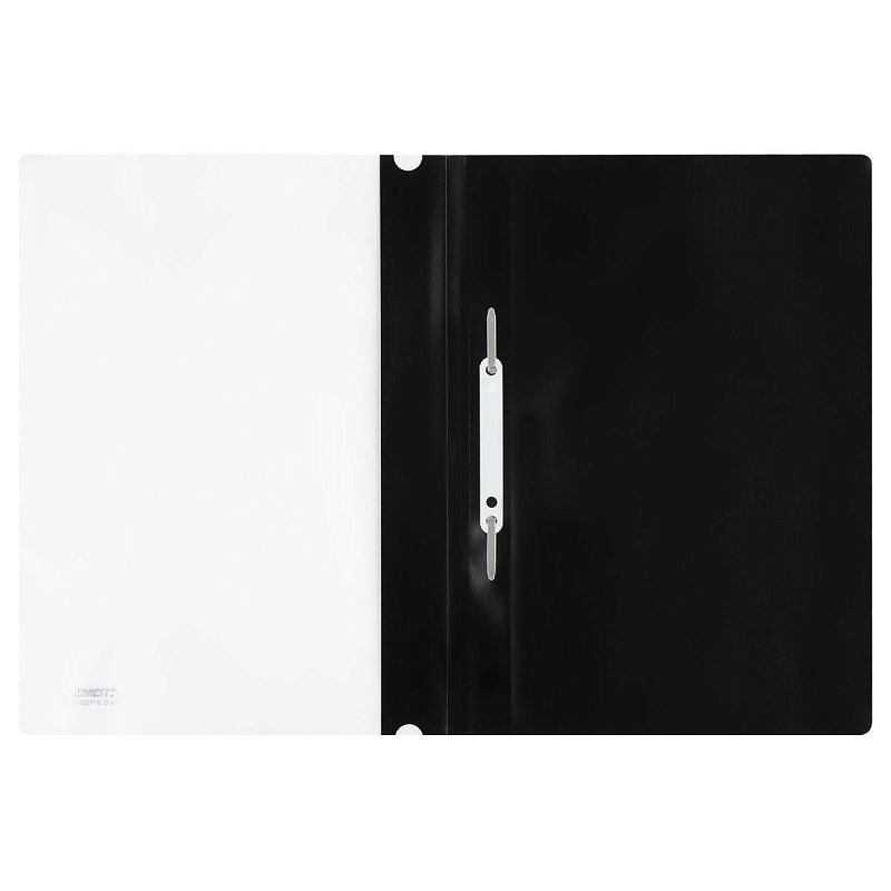 Папка-скоросшиватель пластик. перф. СТАММ А4, 180мкм, черная с прозр. верхом 