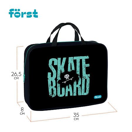 Папка текстильная с ручками 1 отделение, А4 Först "Skateboard", 350*265*80мм, текстиль, на молнии 