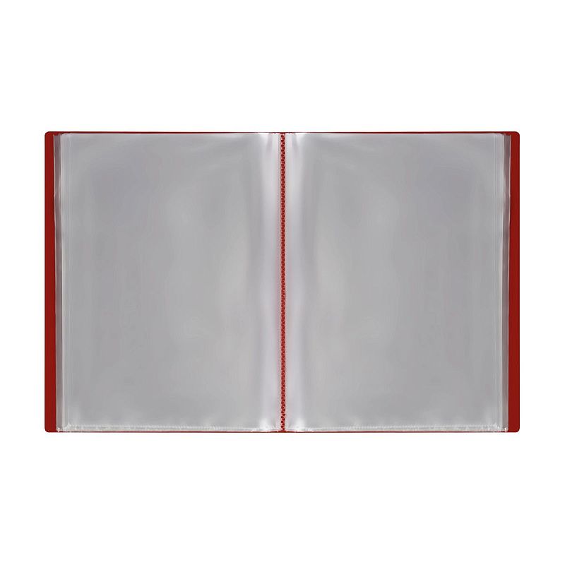 Папка со 100 вкладышами СТАММ А4, 30мм, 600мкм, пластик, красная 