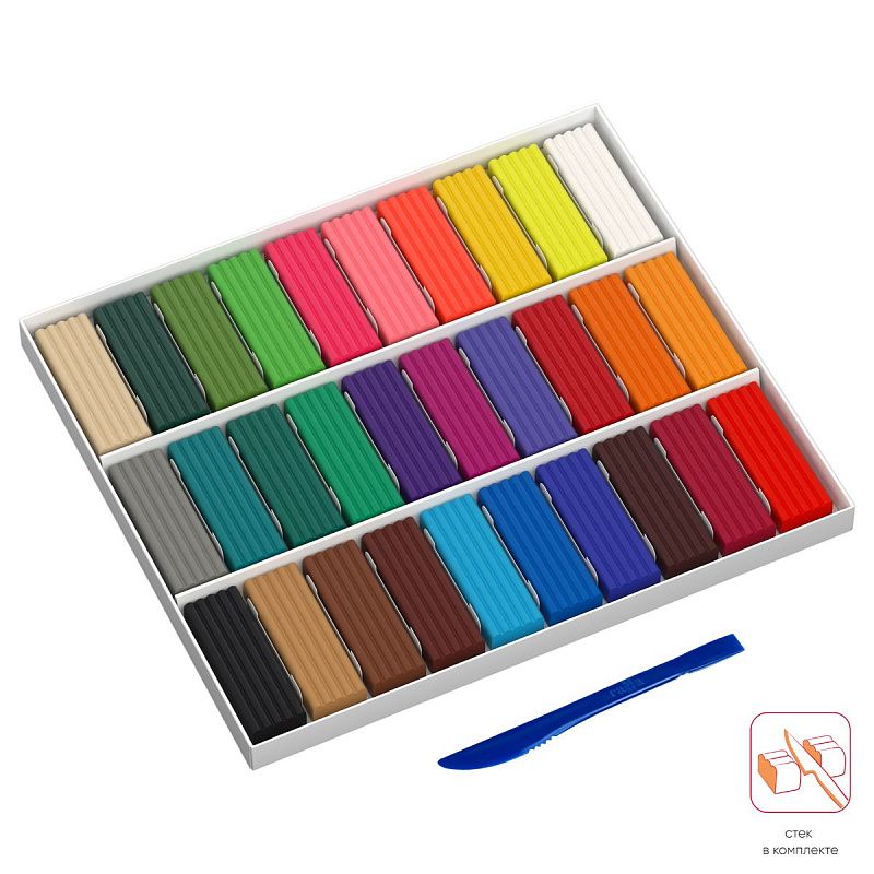 УЦЕНКА - Пластилин Гамма "Мультики", 30 цветов, 600г, со стеком, картон. упаковка