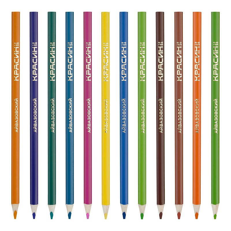 Карандаши акварельные Красин "Айвазовский", 36цв., трехгран., заточен., картон, европодвес