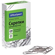 Скрепки 22мм, OfficeSpace, 100шт., карт. упаковка
