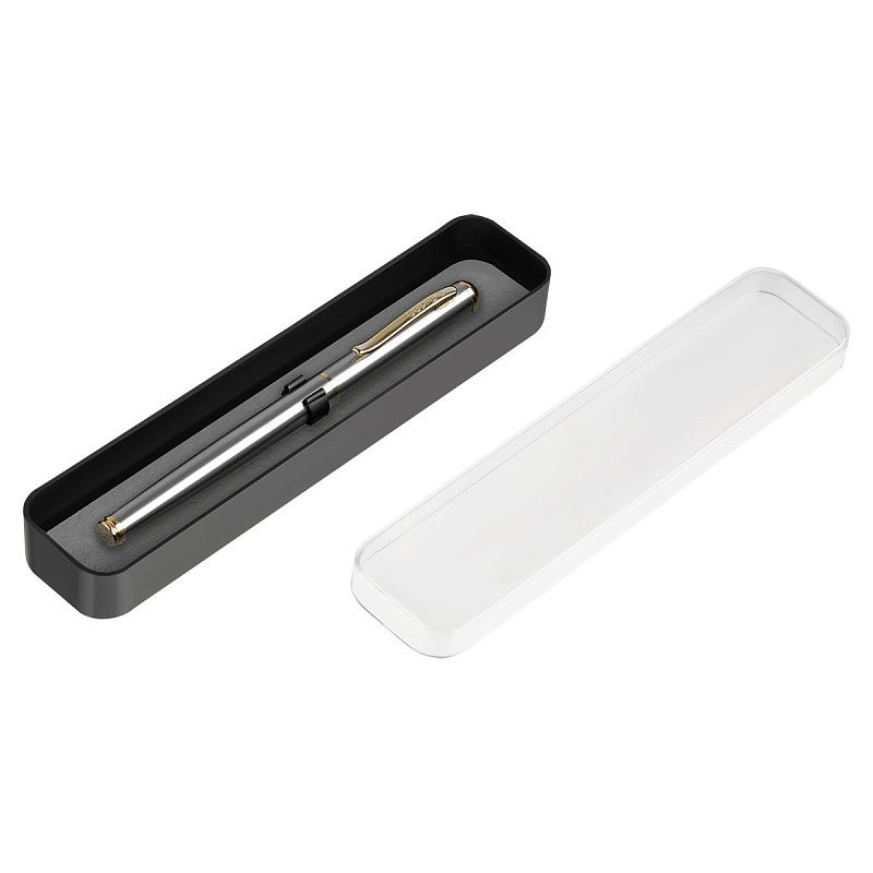 Ручка перьевая Luxor "Marvel" синяя, 0,8мм, корпус хром/золото, футляр 