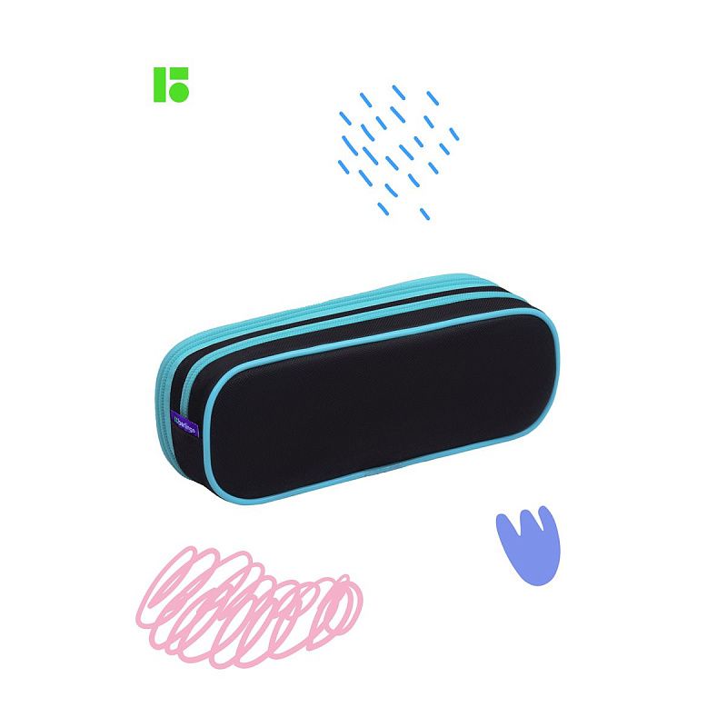 Пенал мягкий 2 отделения, 220*80*50 Berlingo "Clever cat", полиэстер, внутренний органайзер 