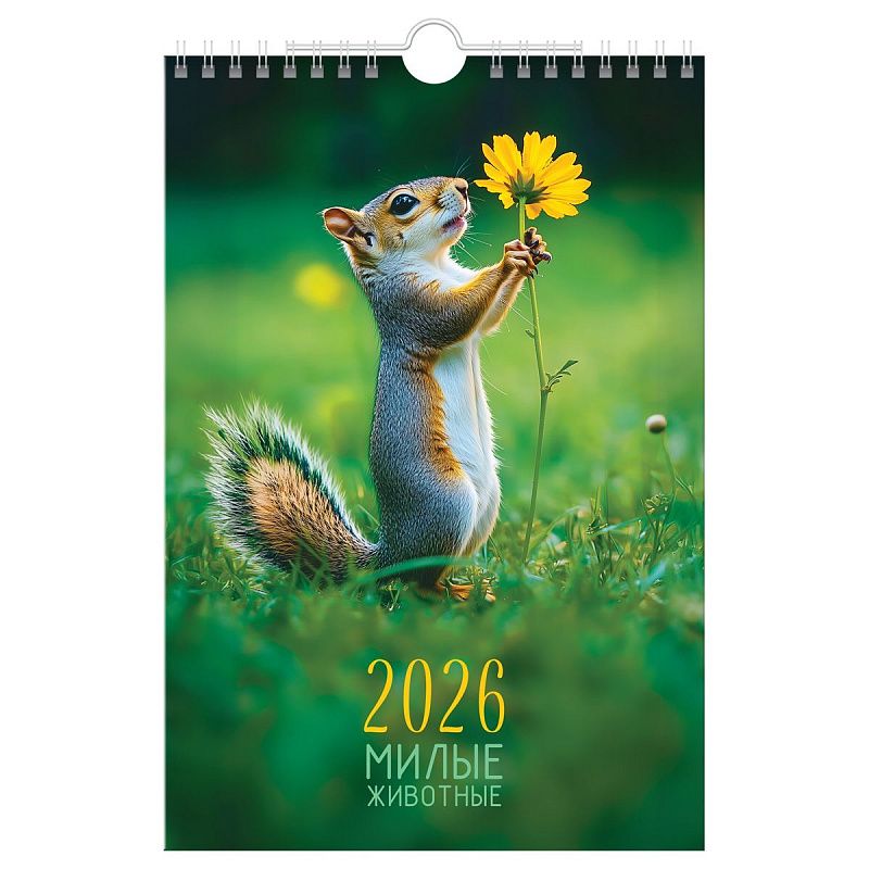 Календарь настенный перекидной на гребне, 170*250 мм 6л. BG "Милые животные", 2026г.