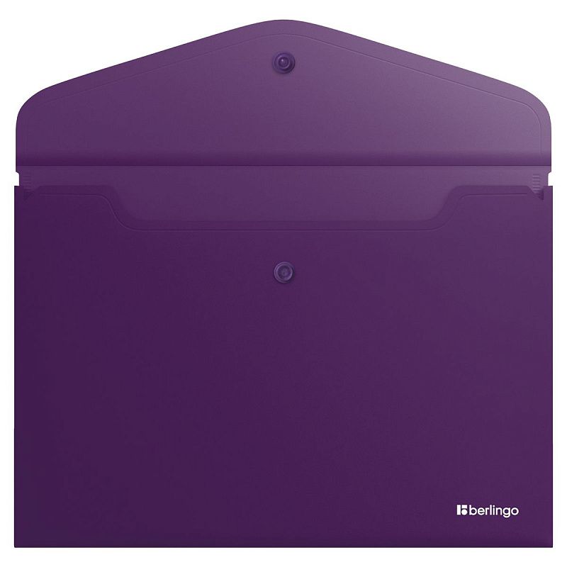 Папка-конверт на кнопке Berlingo "Soft Touch", А4, 200мкм, софт-тач, фиолетовая 