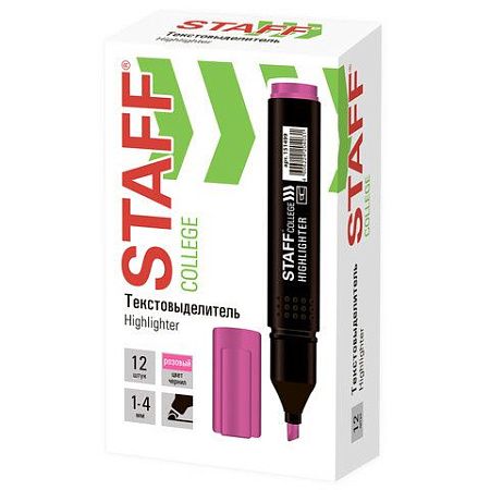Текстовыделитель STAFF College "STICK HL-497", РОЗОВЫЙ, 1-4 мм, 151499 