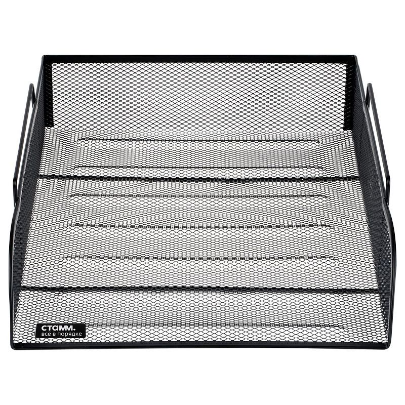 Лоток для бумаг горизонтальный СТАММ, металл, черный
