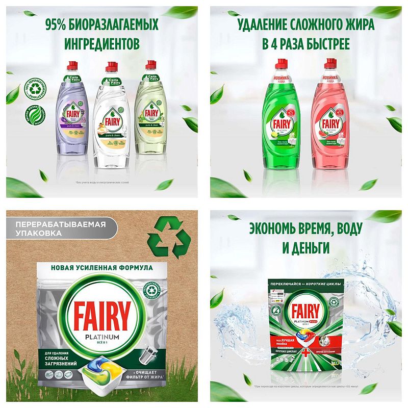 Капсулы для посудомоечной машины Fairy "Platinum. All in 1. Лимон", 12шт. (ПОД ЗАКАЗ) 