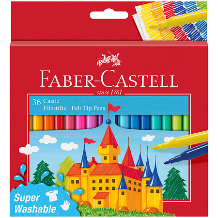 Фломастеры Faber-Castell "Замок", 36цв., смываемые, картон, европодвес