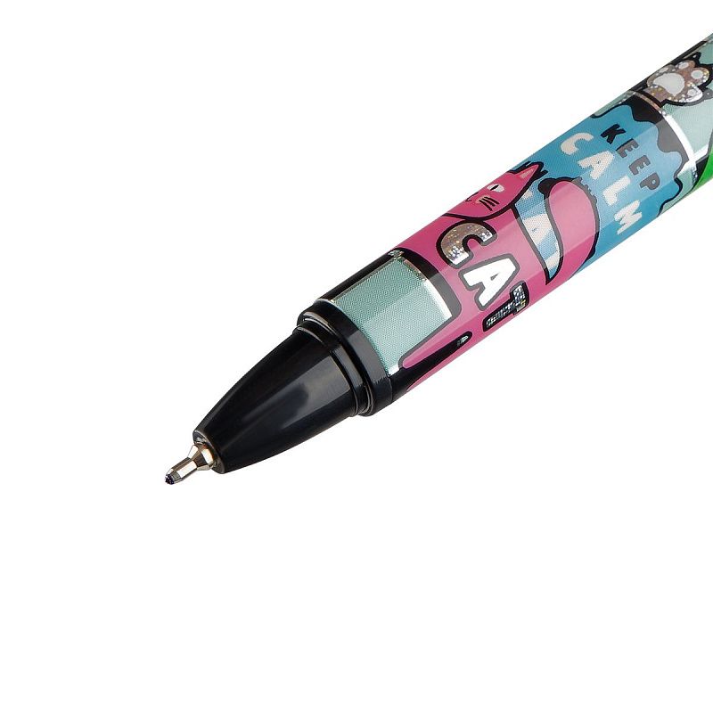 Ручка шариковая автоматическая MESHU "Hypno Cats" синяя, 0,7мм, корпус ассорти 