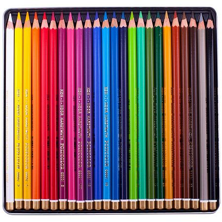 Карандаши цветные художественные Koh-I-Noor "Polycolor", 24цв., заточен., метал. пенал