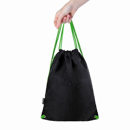 Мешок для обуви BRAUBERG плотный, карман на молнии, подкладка, 43х33 см, "Neon Green", 271625 