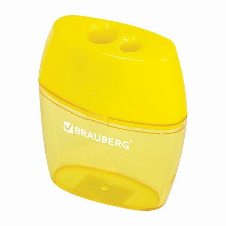 Точилка BRAUBERG "Diamond Dual", 2 отверстия для чернографитных карандашей (в том числе утолщенных), с контейнером, ассорти, 226941 