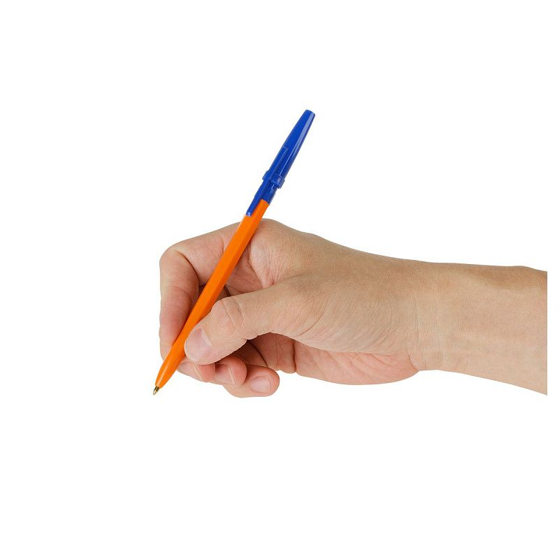 Ручка шариковая СТАММ "Оптима" 4шт., синие, 1,0мм, оранжевый корпус, пакет с европодвесом 