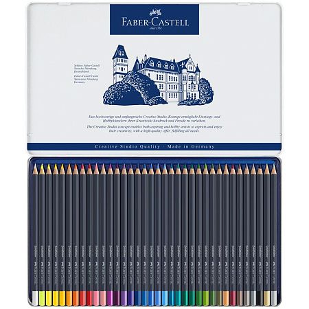 Карандаши цветные Faber-Castell "Goldfaber", 36цв., круглые, заточен., метал. коробка