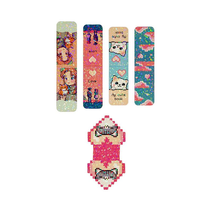 Закладки магнитные для книг, 5шт., MESHU "Pixel", ламинация 