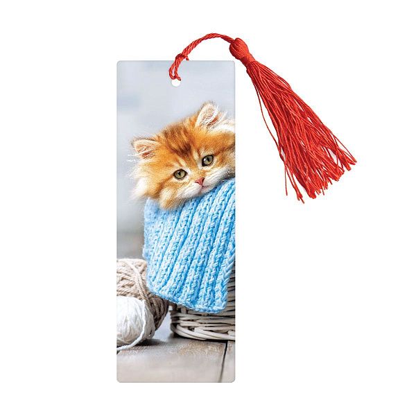 Закладка для книг 3D с линейкой, 150*55мм, ArtSpace "Kitten", декоративный шнурок