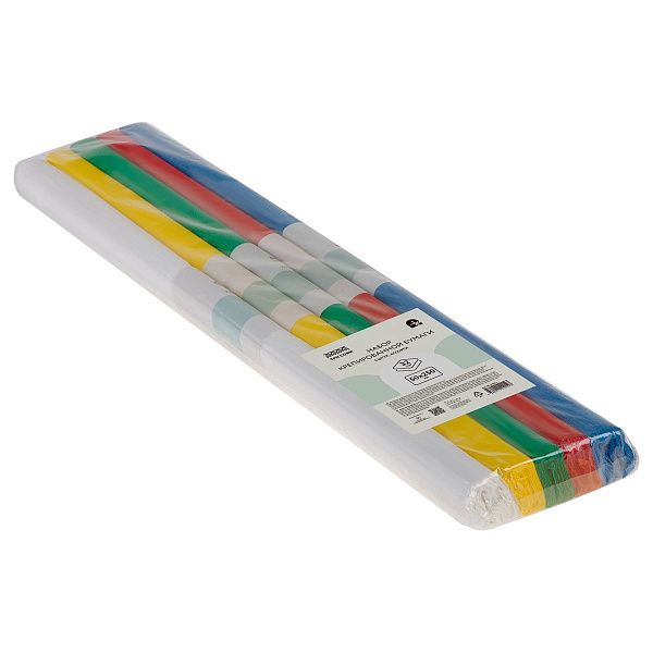 Набор крепированной бумаги ТРИ СОВЫ, 50*250см, 32г/м2, 5шт., ассорти, в рулонах