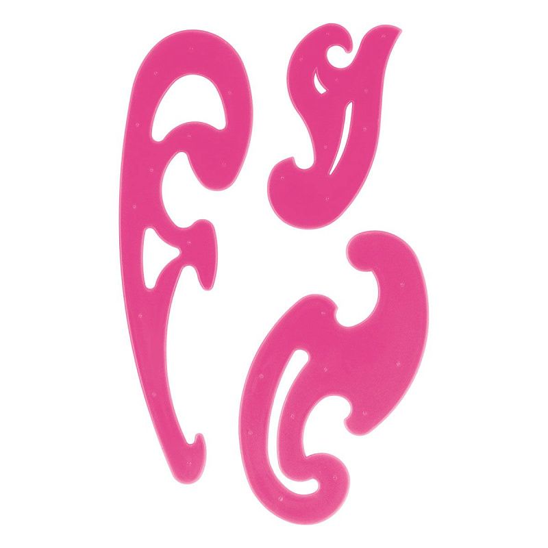 Набор лекал СТАММ, 3шт. (25см, 17см, 12см), пластиковый, прозрачный, неоновые цвета, ассорти, европодвес 