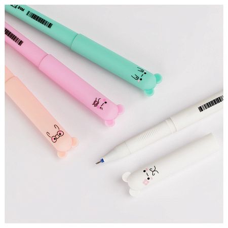 Ручка гелевая стираемая MESHU "Pretty Cutes" синяя, 0,5мм, корпус ассорти 