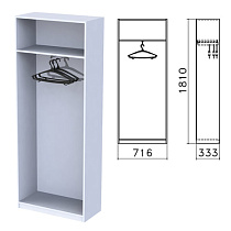 Шкаф (каркас) для одежды "Бюджет", 716х333х1810 мм, серый, 402878-030