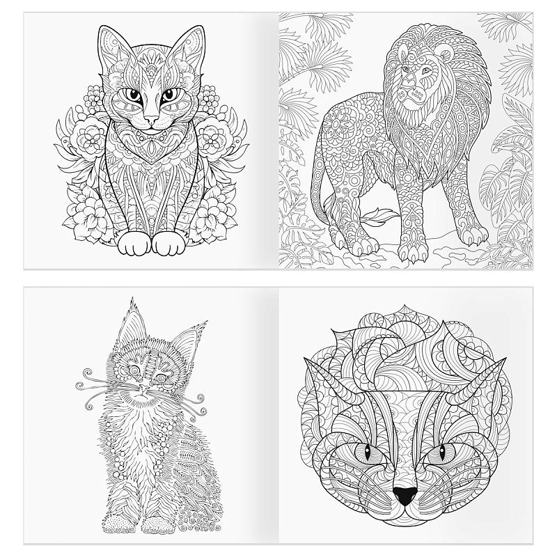 Раскраска для взрослых 228*228 ТРИ СОВЫ "Антистресс-терапия. Такие разные кошки", 64стр., склейка