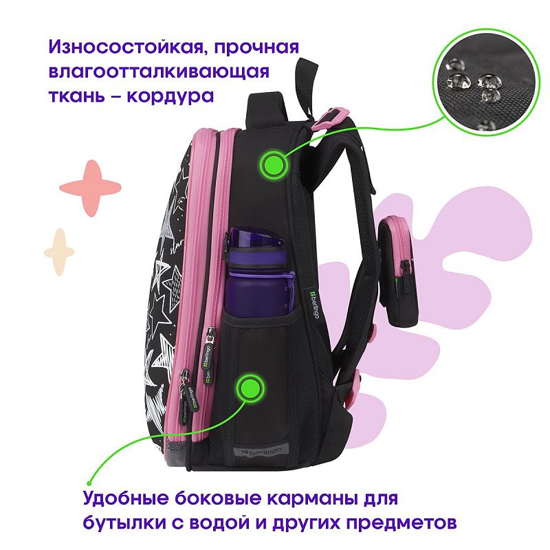Ранец Berlingo Expert "Glossy stars" 37*28*16см, 2 отделения, 2 кармана, анатомическая спинка 