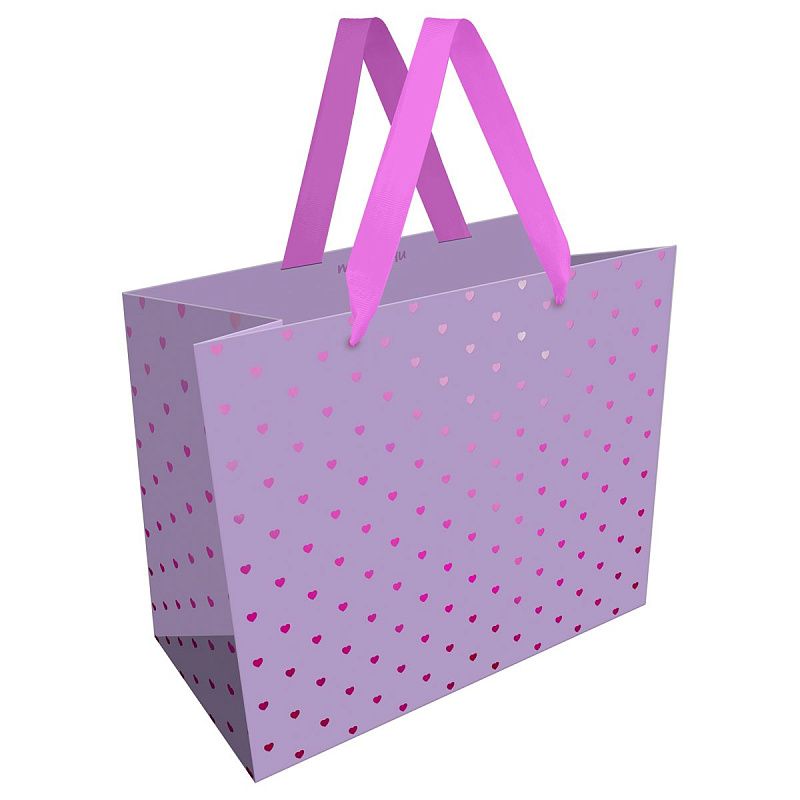 Пакет подарочный 32*26*12см MESHU "Hearts pattern", фольга, матовая ламинация