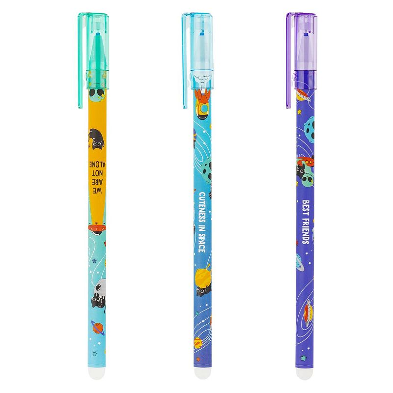 Ручка гелевая стираемая MESHU "Alien cats" синяя, 0,5мм, корпус ассорти 