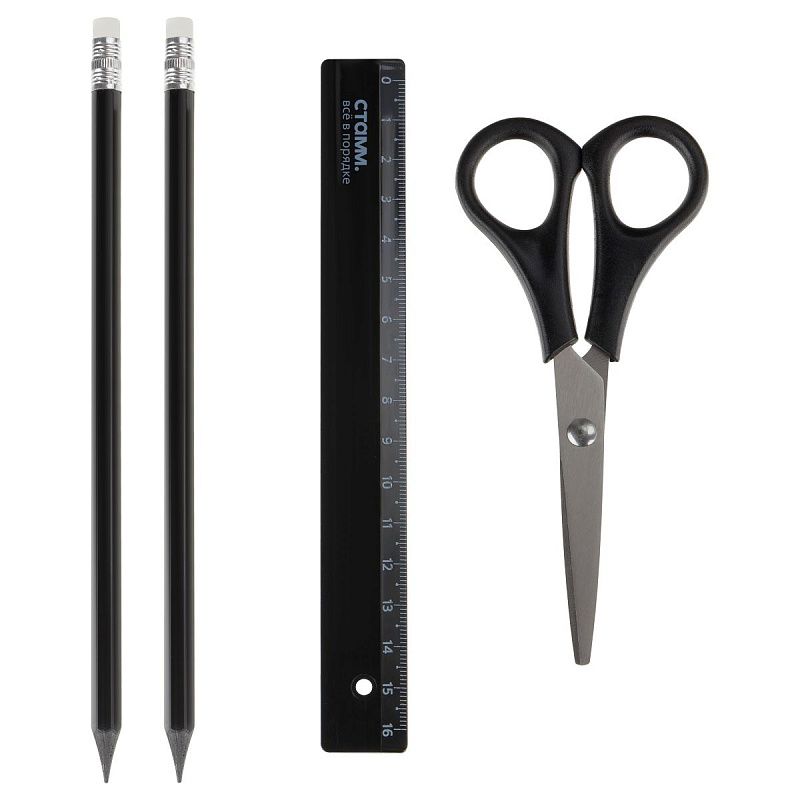 Набор канцелярских принадлежностей СТАММ "MiniDesk", 13 предметов, вращающийся, черный