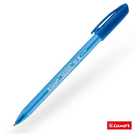 Ручка шариковая Luxor "InkGlide 100 Icy" синяя, 0,7мм, трехгран. 