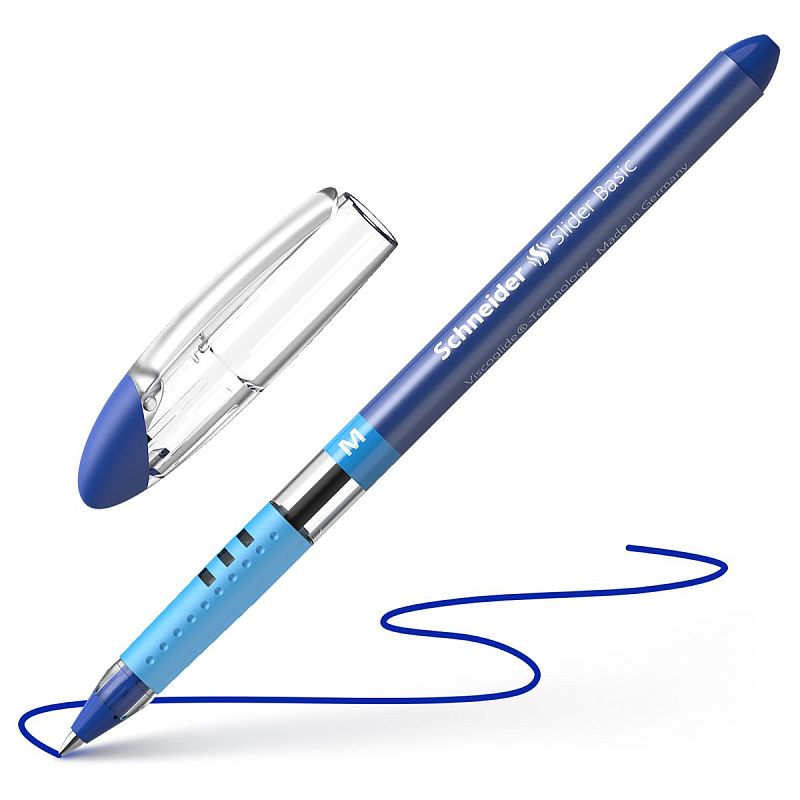 Ручка шариковая Schneider "Slider Basic" синяя, 1,0мм, грип 