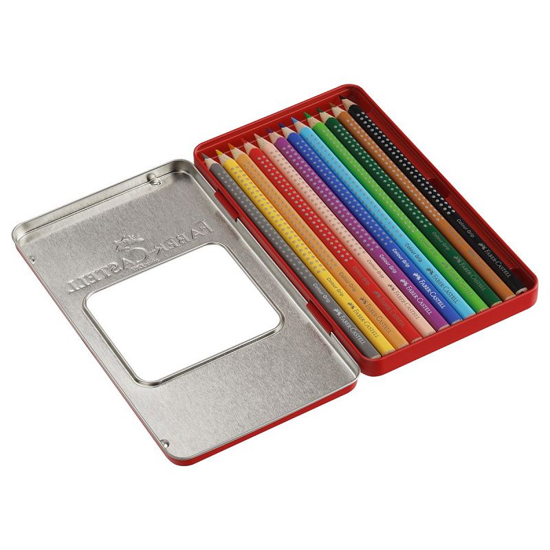 Карандаши цветные Faber-Castell "Grip", 12цв., трехгран., заточен., метал. кор.
