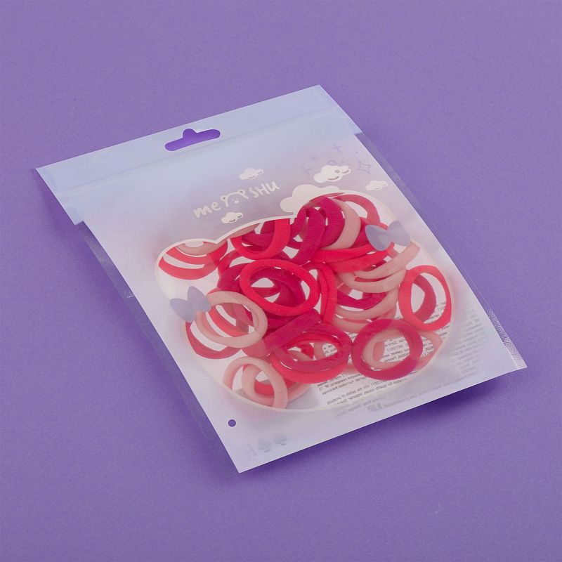 Резинки для волос MESHU, розовые ассорти, 40шт., диаметр 2,5см, европодвес